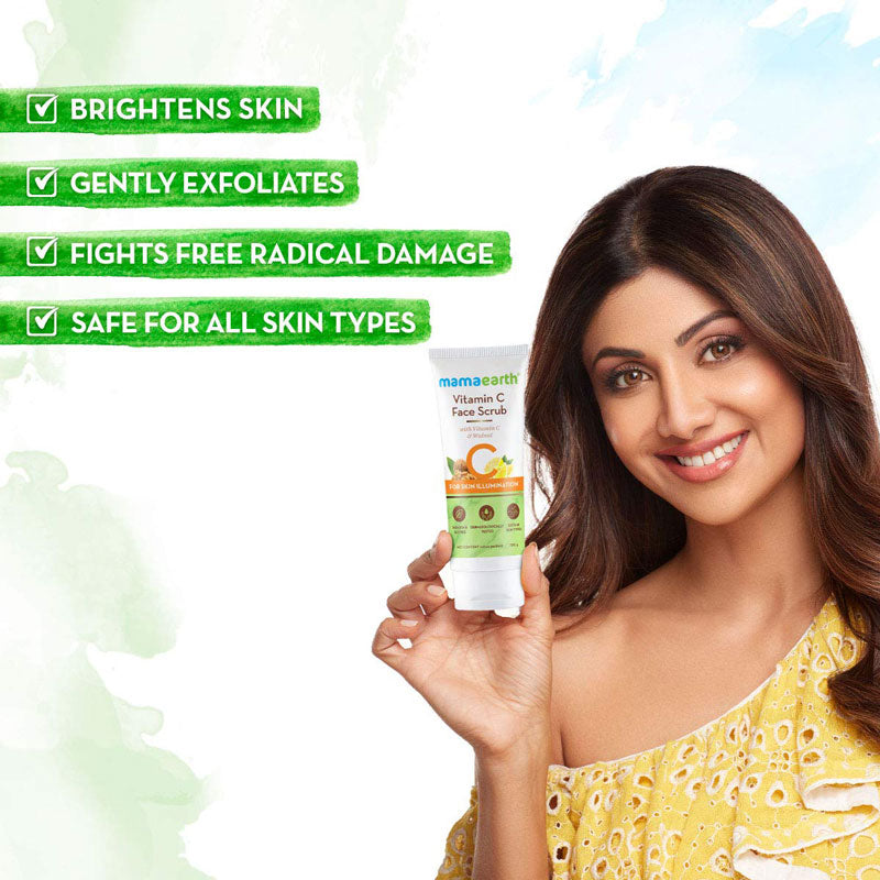 Mamaearth Vitamin C Face Scrub for Glowing Skin, With Vitamin C and Walnut For Skin Illumination 100ml